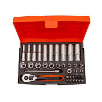 Set nasadnih ključev 1/4" z ragljo v pvc škatli 37 delni dolgo in kratki od 4 - 13 mm (Default)