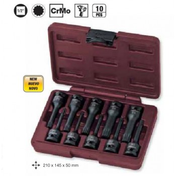 Set nasadnih ključev 1/2" dolgi strojni imbusi 12 robi XZN M5 - M18 / 10 delni v škatli